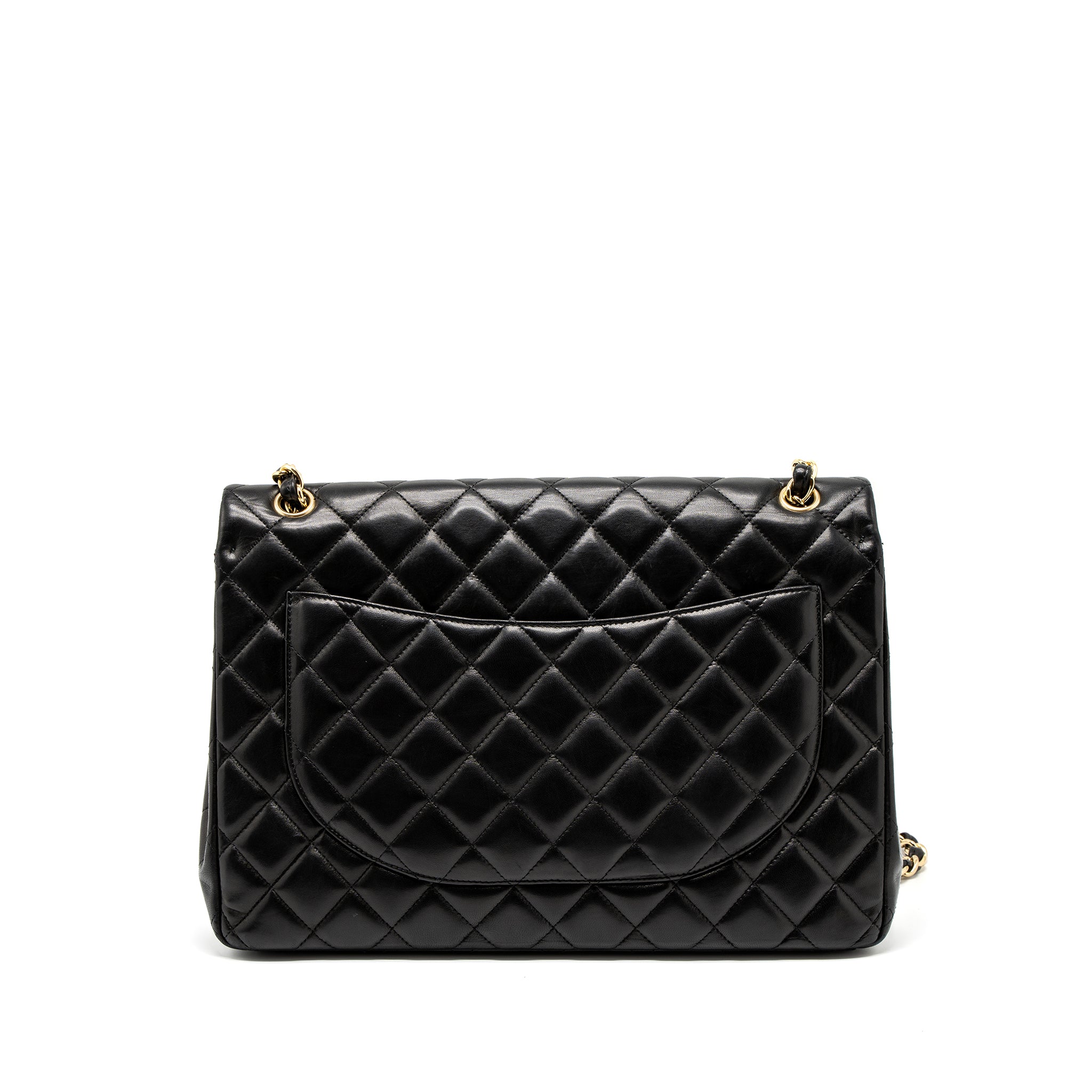 CHANEL MAXI CLASSIC SINGLE FLAP BAG LAMBSKIN BLACK GHW