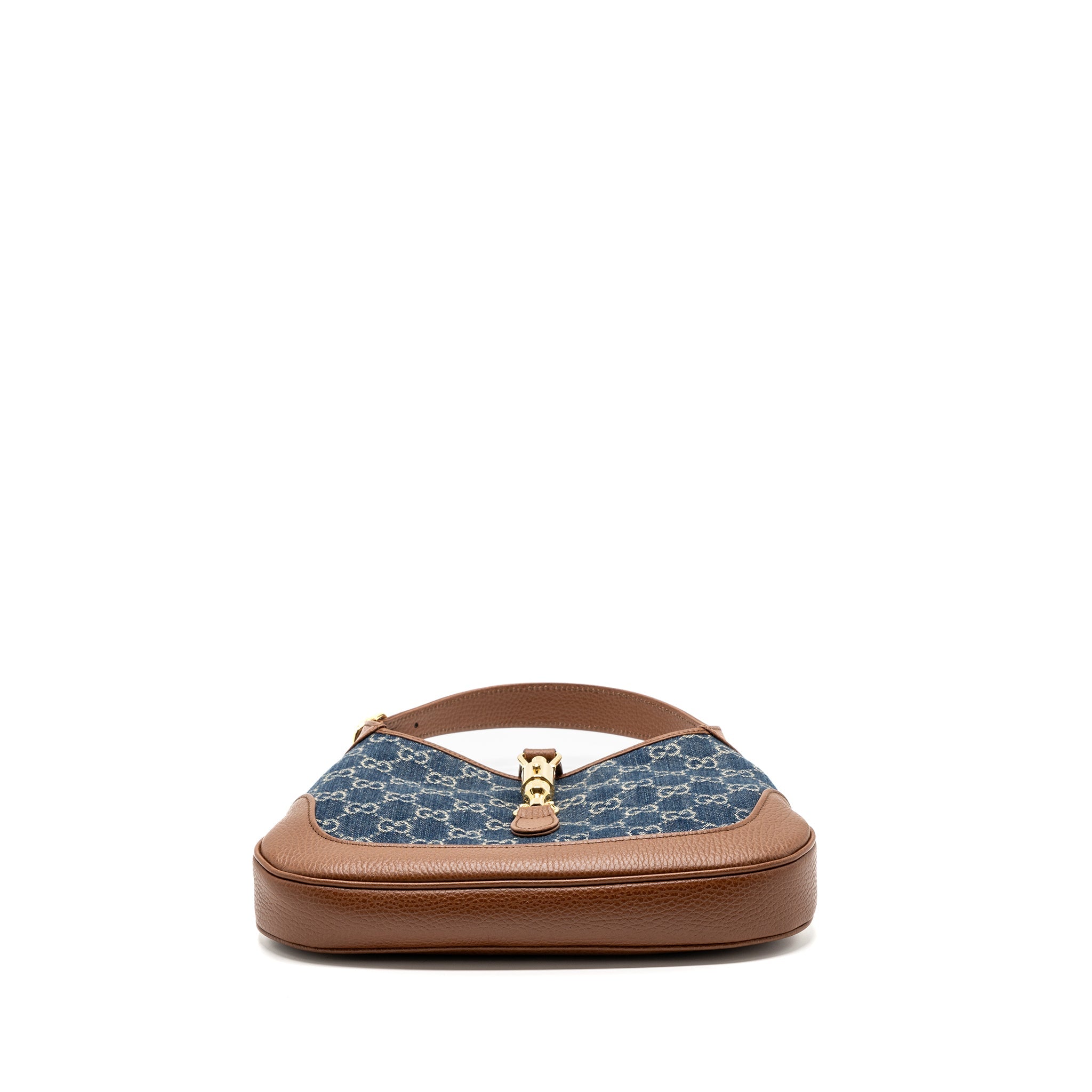 GUCCI JACKIE 1961 SMALL SHOULDER BAG DENIM / CALFSKIN BLUE/ BROWN GHW