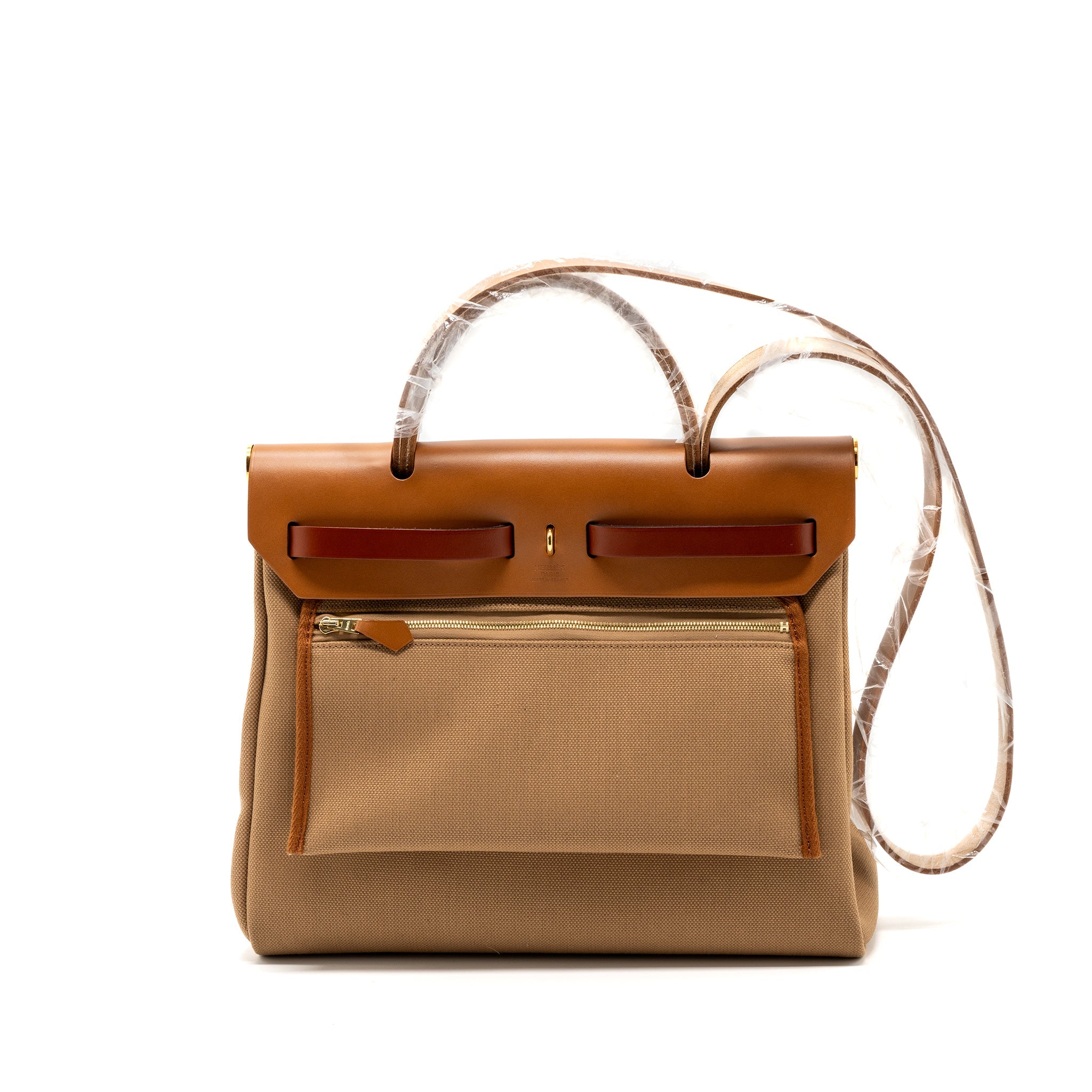 HERMES HERBAG 31 CANVAS/HUNTER LEATHER CHAI/NATUREL SABLE/FAUVE/CUIVRE GHW