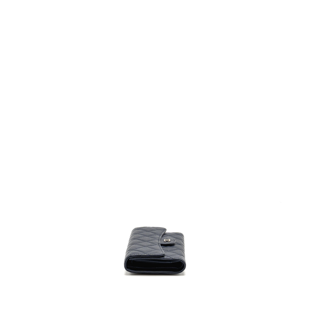 CHANEL CLASSIC FLAP LONG WALLET CAVIAR DARK BLUE SHW
