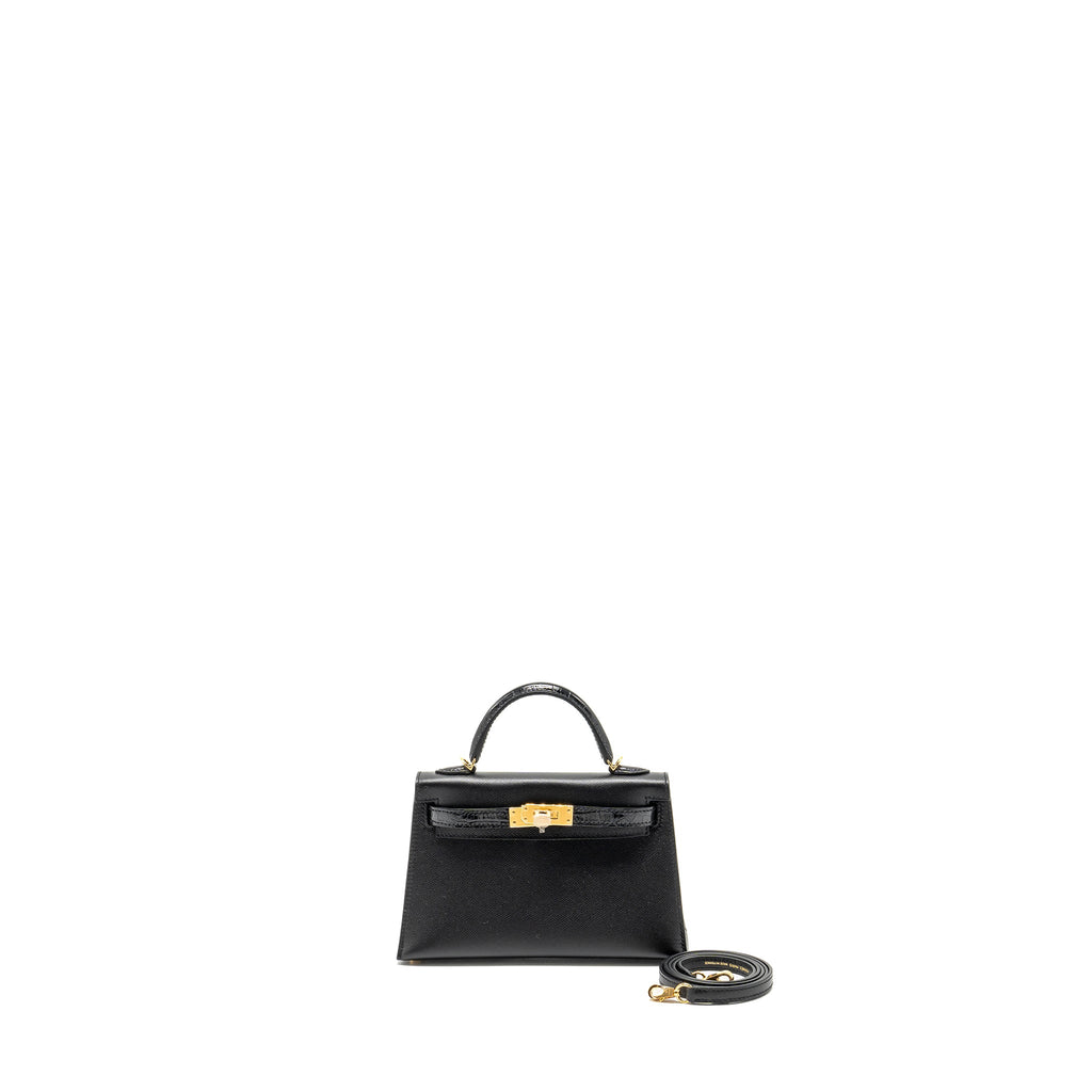 HERMES TOUCH MINI KELLY II MADAME / ALLIGATOR MISSISSIPPIENSIS BLACK GHW