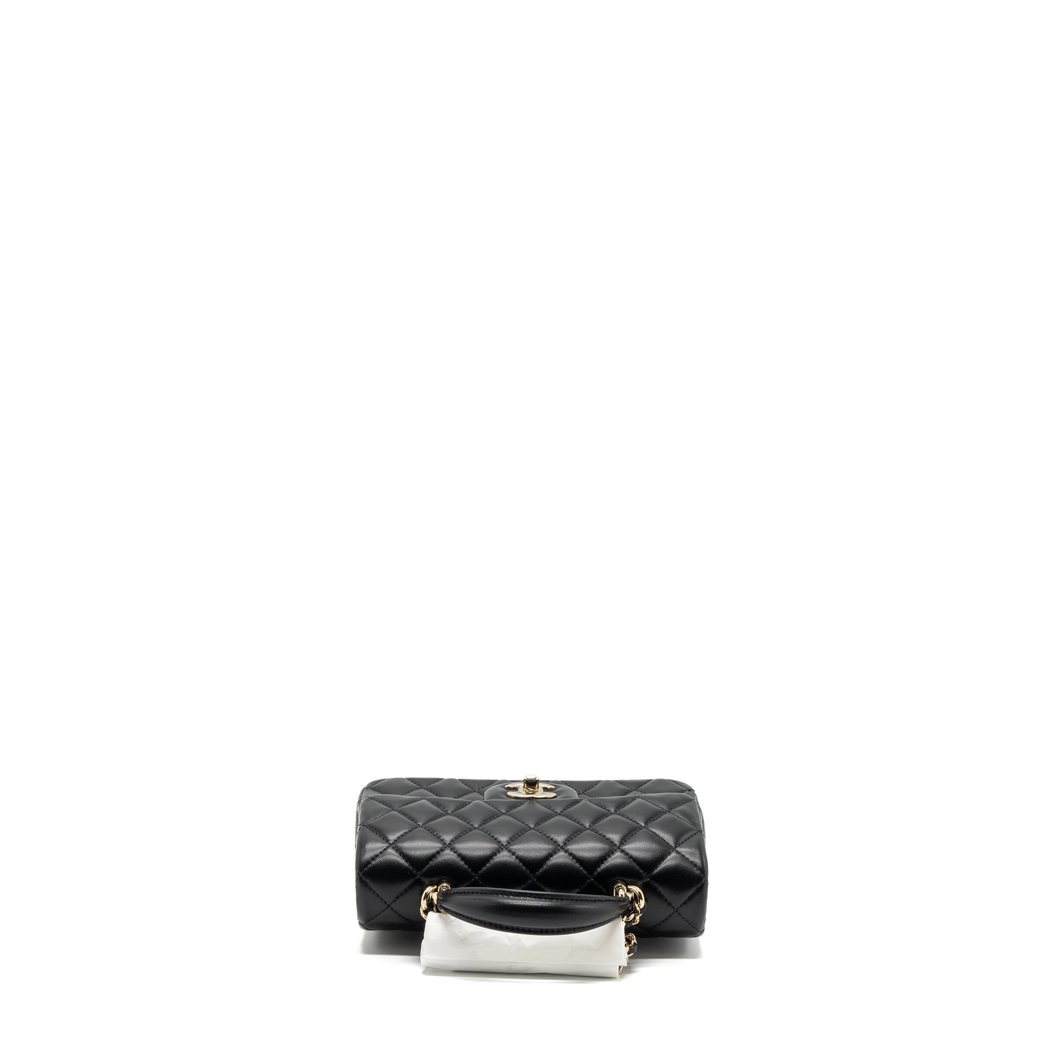 CHANEL TOP HANDLE MINI RECTANGULAR FLAP BAG LAMBSKIN BLACK LGHW (MICROCHIP)