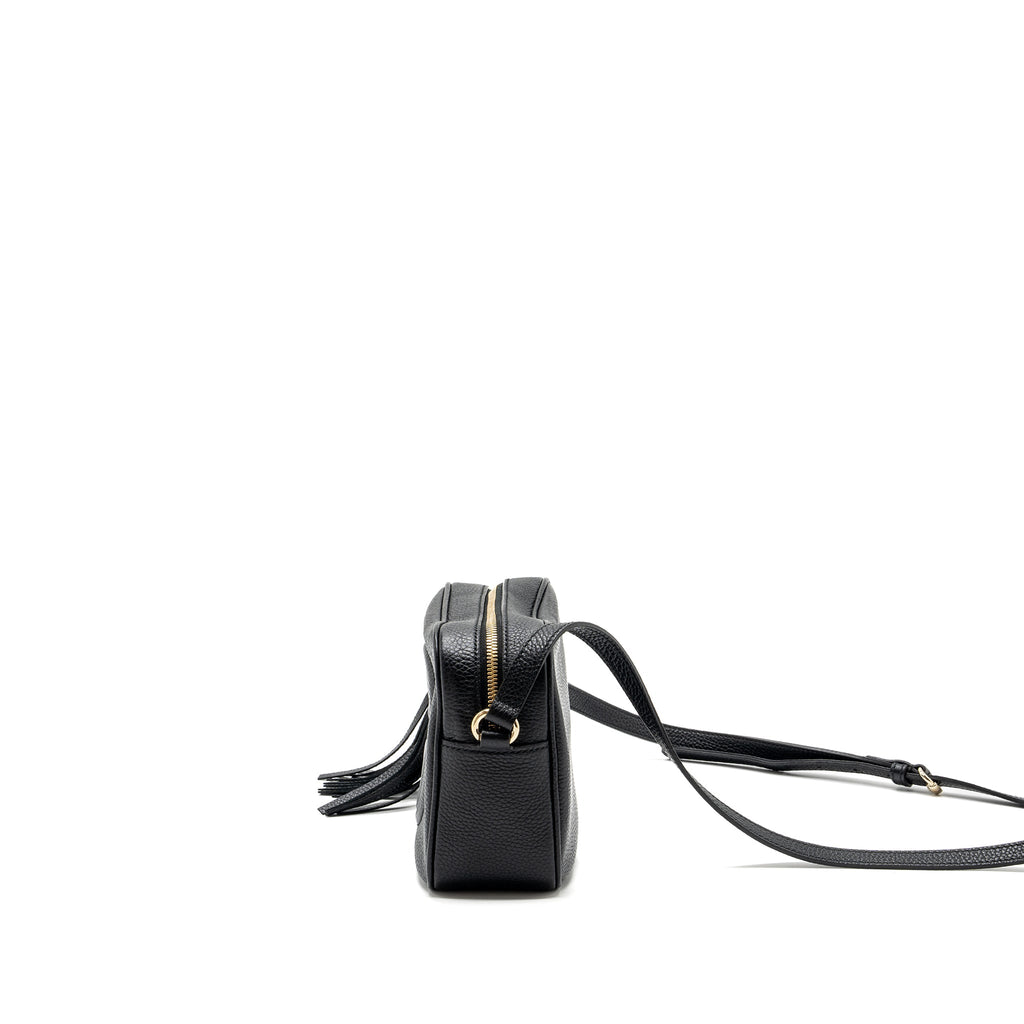 GUCCI SOHO DISCO CAMERA BAG GRAINED CALFSKIN BLACK GHW