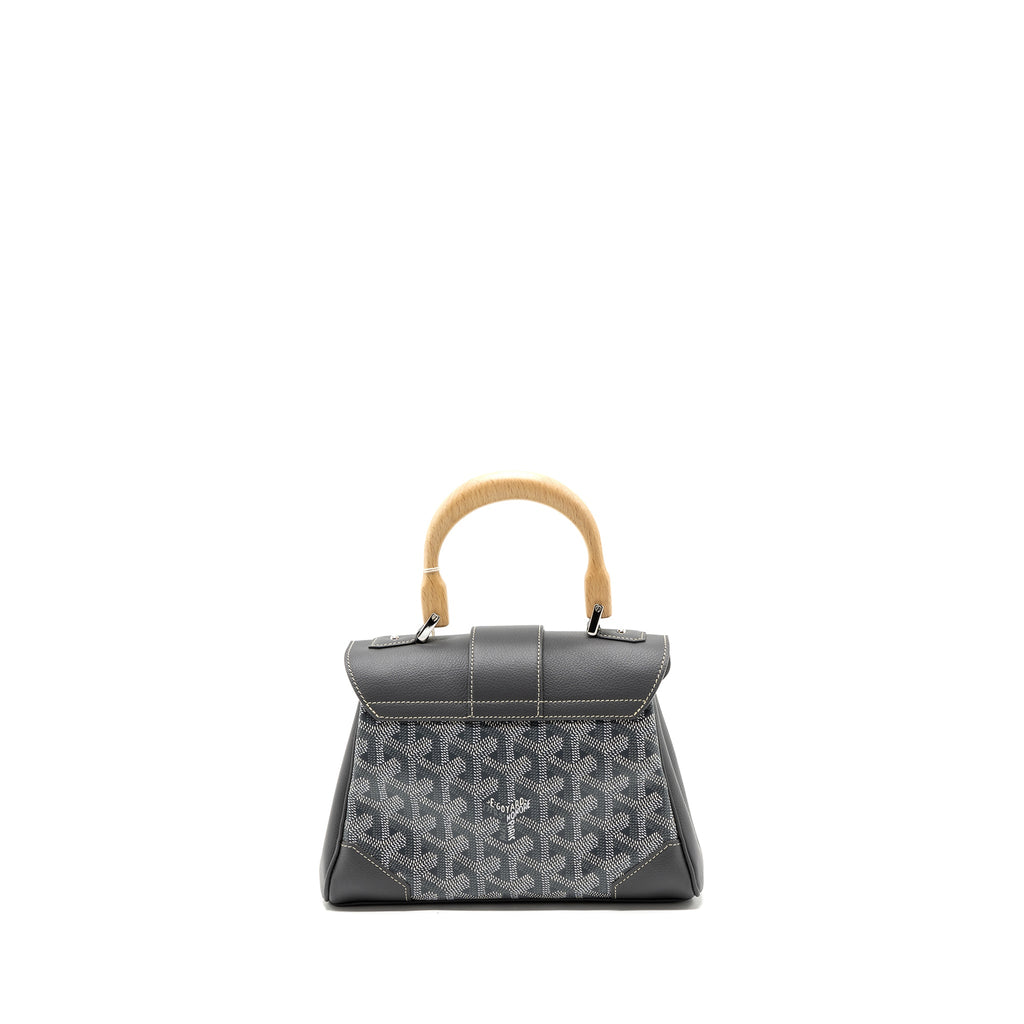 GOYARD MINI SAIGON BAG GOYARDINE CAVAS/CALFSKIN GREY SHW