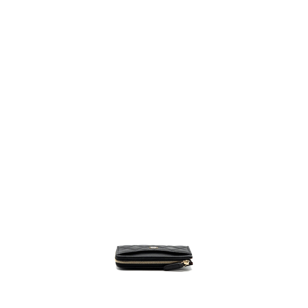 CHANEL L ZIPPER CARD HOLDER CAVIAR BLACK GHW (MICROCHIP )