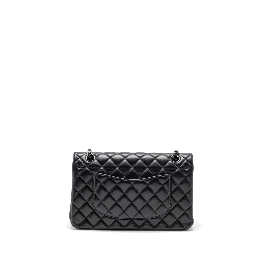 CHANEL MEDIUM CLASSIC DOUBLE FLAP BAG LAMBSKIN DARK BLUE SHW