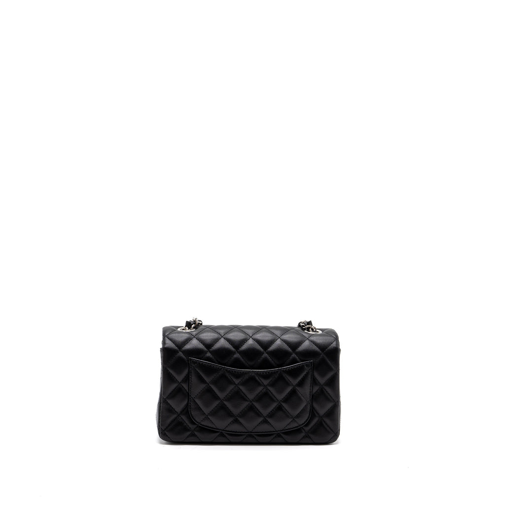 CHANEL CLASSIC MINI RECTANGULAR FLAP BAG LAMBSKIN BLACK SHW (MICROCHIP)