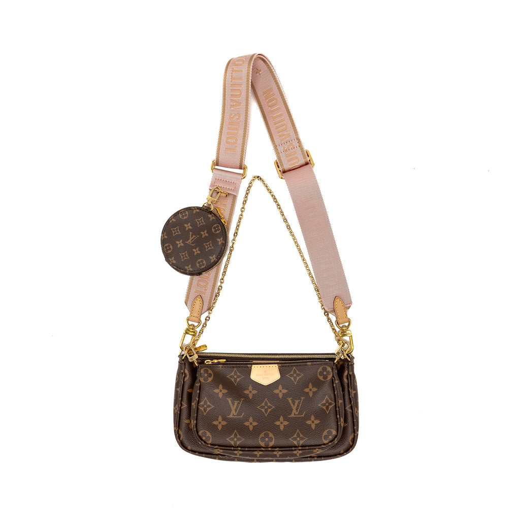LOUIS VUITTON MULTI POCHETTE ACCESSORIES MONOGRAM CANVAS PINK STRAP GHW