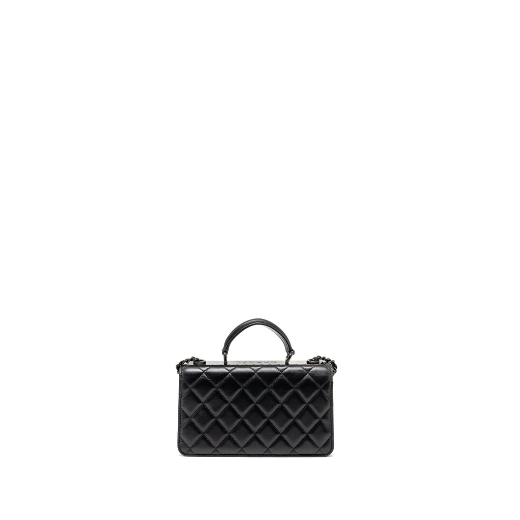 CHANEL TOP HANDLE FLAP WALLET WITH CHAIN LAMBSKIN SO BLACK (MICROCHIP)