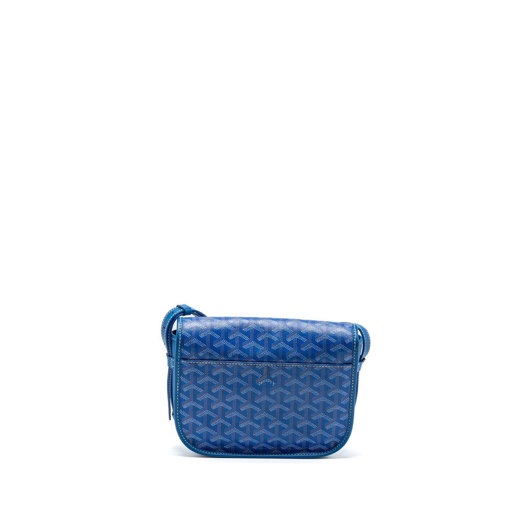 GOYARD BELVEDERE PM MESSANGER BAG GOYARDLINE CANVAS / CALFSKIN BLUE SHW
