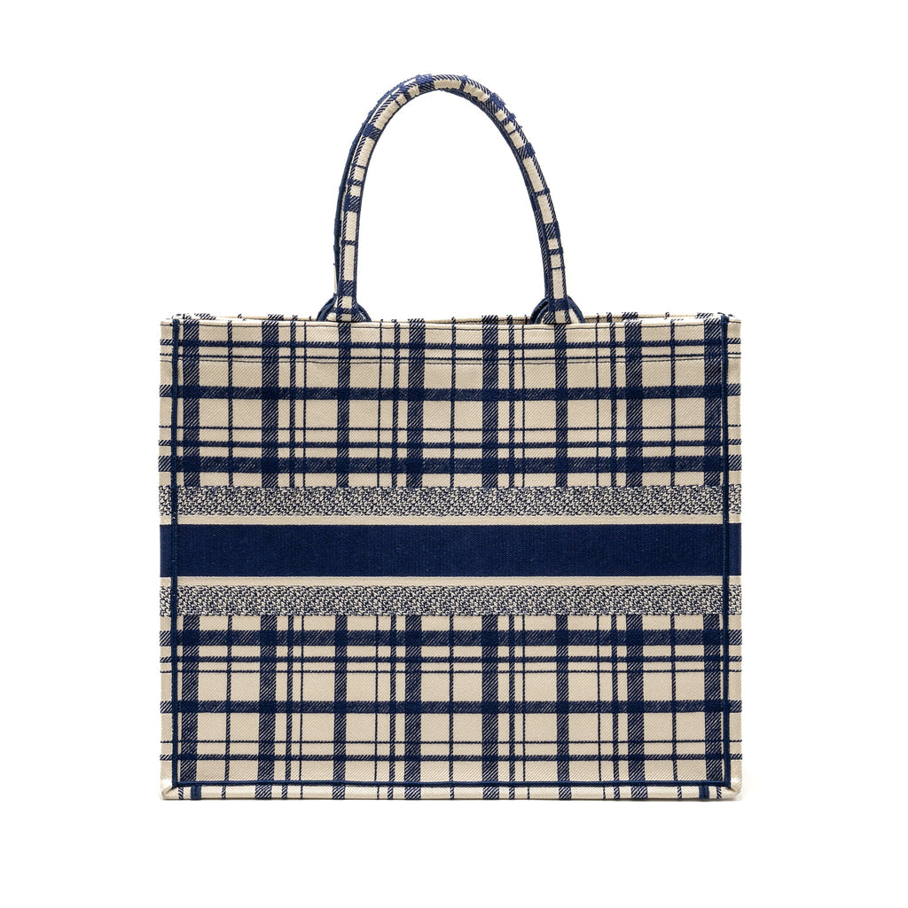 DIOR LARGE BOOK TOTE LINEN BLUE CANVAS