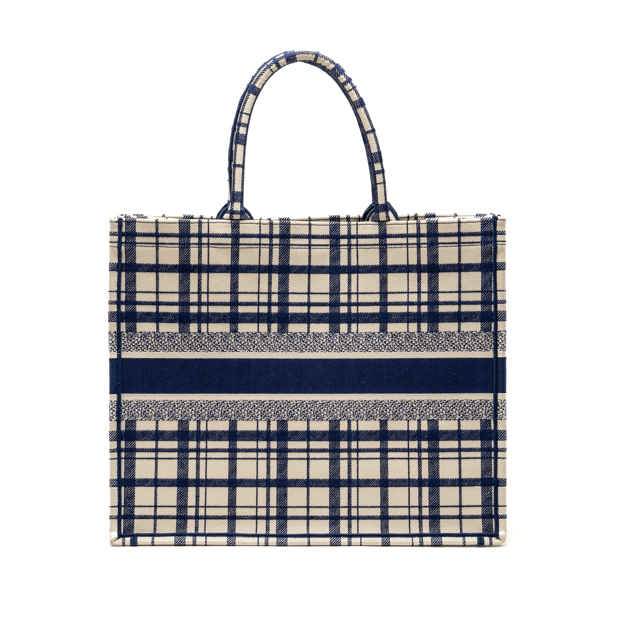 DIOR LARGE BOOK TOTE LINEN BLUE CANVAS