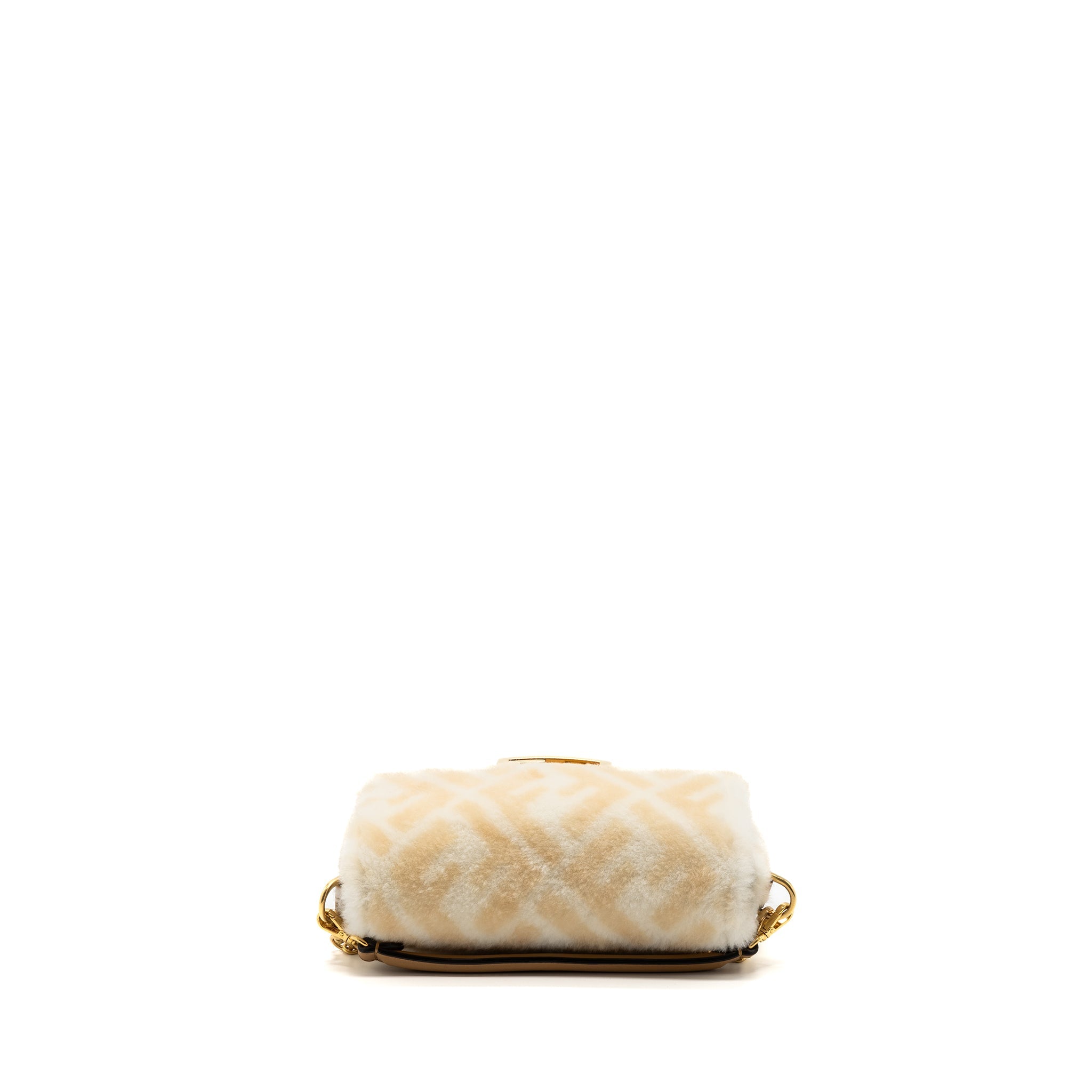 FENDI MINI BAGUETTE SHEEPSKIN BEIGE/ WHITE GHW