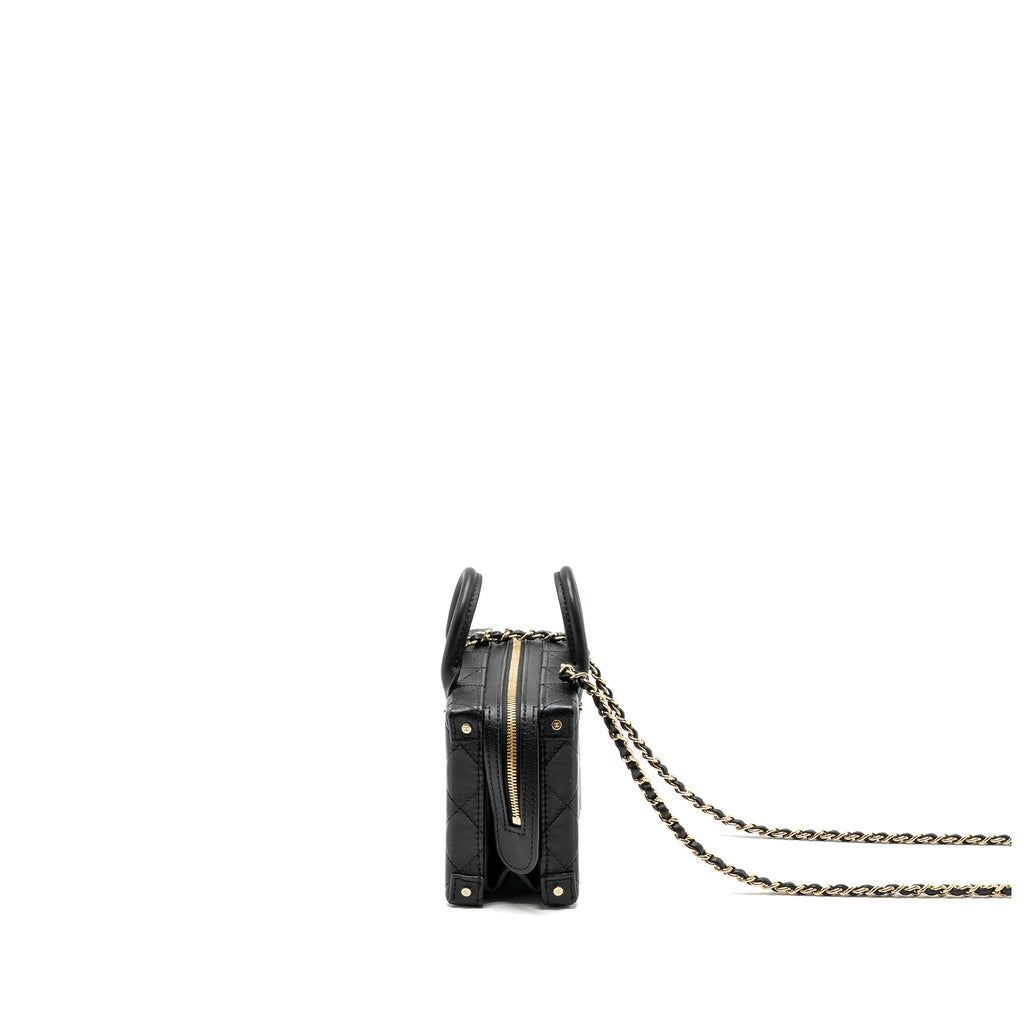 CHANEL 22B TOP HANDLE SMALL VANITY CASE CALFSKIN BLACK GHW(MICROCHIP)