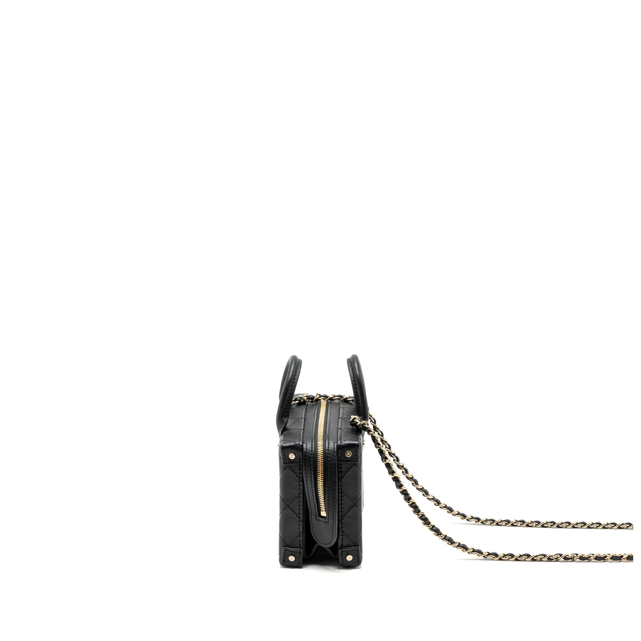 CHANEL 22B TOP HANDLE SMALL VANITY CASE CALFSKIN BLACK GHW(MICROCHIP)