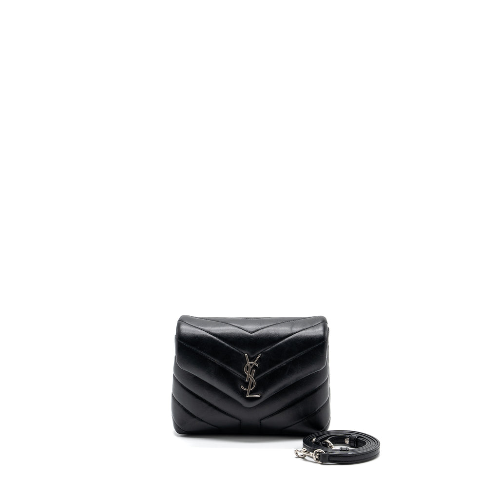 SAINT LAURENT LOULOU TOY STRAP BAG CALFSKIN BLACK SHW