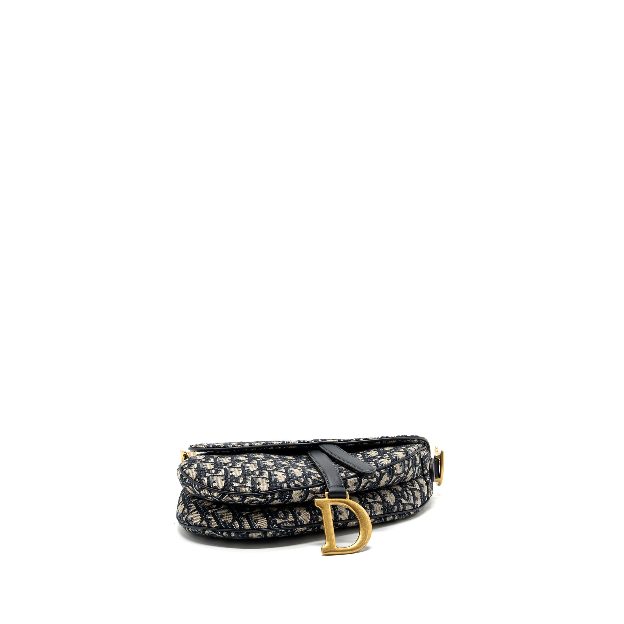 DIOR MEDIUM SADDLE BAG BLUE OBLIQUE JACQUARD CANVAS GHW
