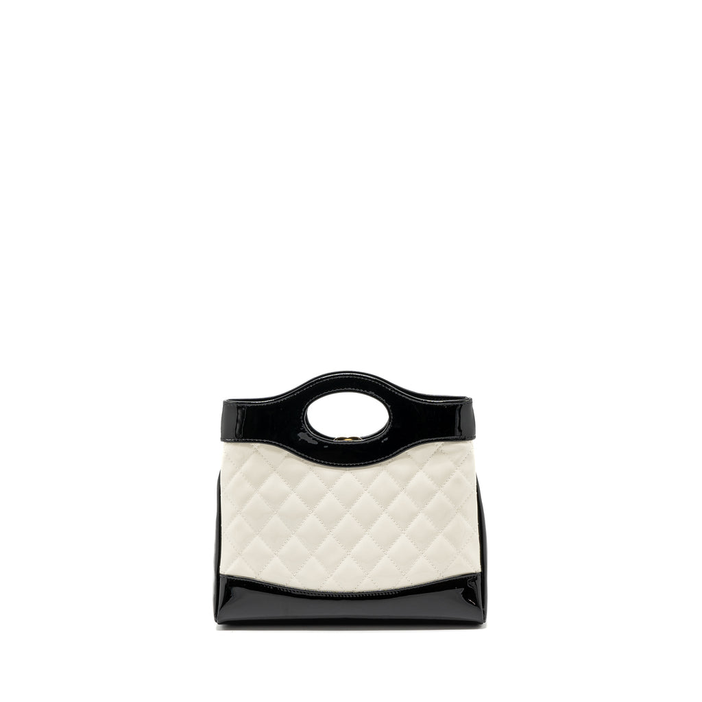 CHANEL MINI 31 BAG PATENT BLACK/WHITE LGHW (MICROCHIP)