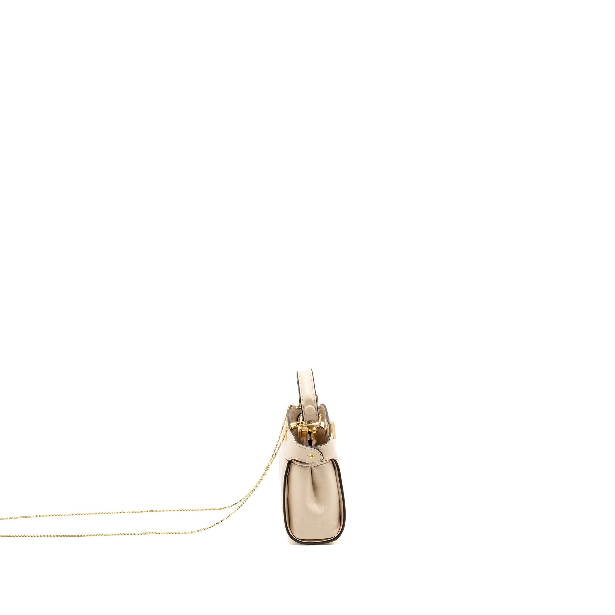 FENDI NANO PEEKABOO LAMBSKIN WHITE GHW