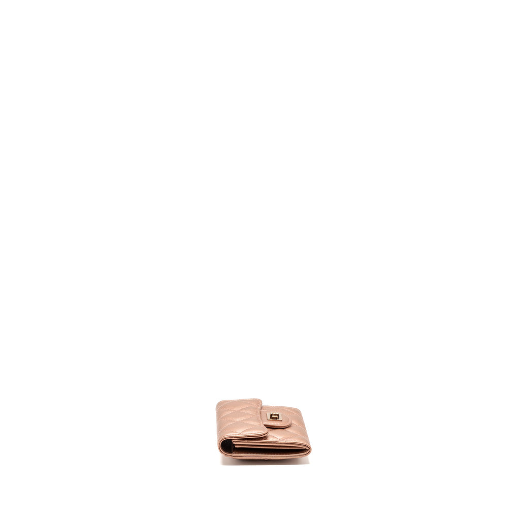 CHANEL 2.55 REISSUE FLAP WALLET GRAINED CALFSKIN METALLIC DARK PINK WITH PINK HARDWARE
