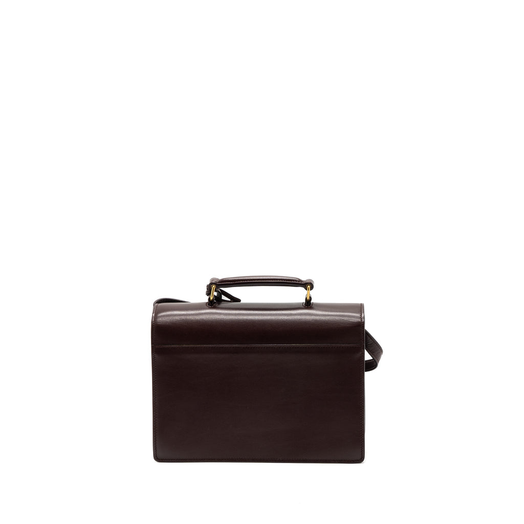 SAINT LAURENT/YSL BELLACHASSE CALFSKIN DARK RED BRUSHED GHW