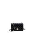 CHANEL CLASSIC MINI RECTANGULAR FLAP BAG LAMBSKIN BLACK SHW (MICROCHIP)