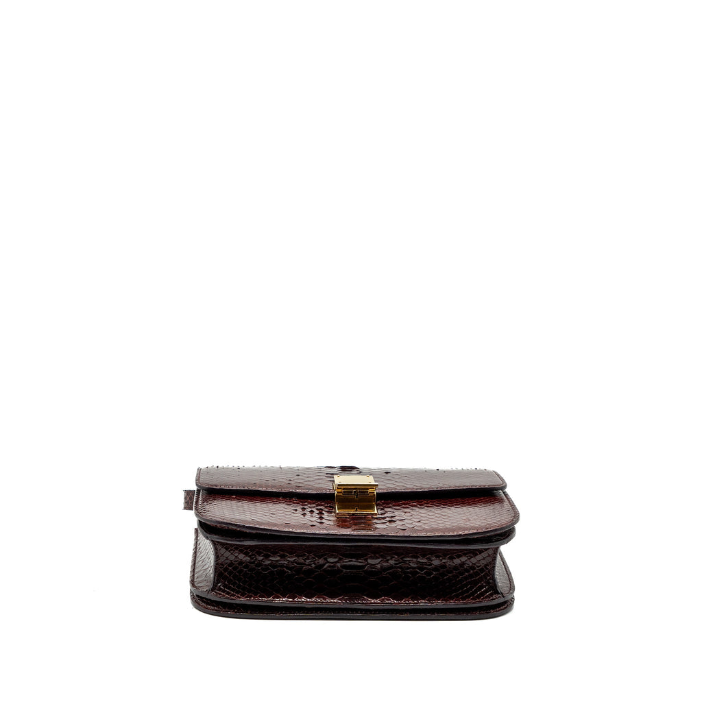 CELINE MEDIUM CLASSIC BOX BAG PYTHON BURGUNDY GHW