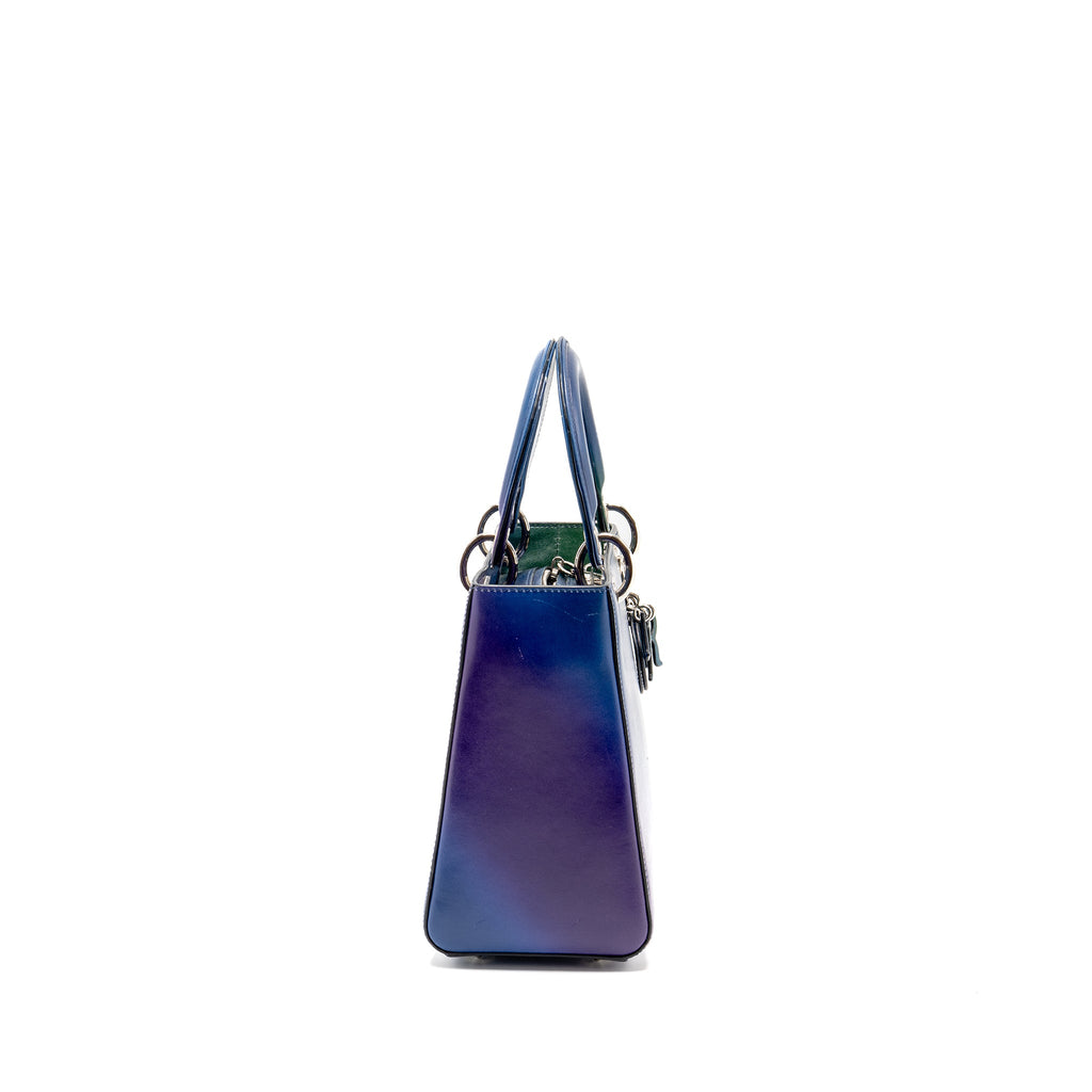 DIOR MEDIUM LADY DIOR BOX CALFSKIN GRADIENT BLUE/PURPLE/GREEN SHW