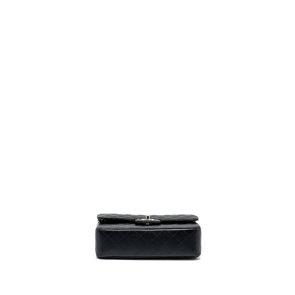CHANEL SMALL CLASSIC DOUBLE FLAP BAG CAVIAR BLACK SHW (MICROCHIP)