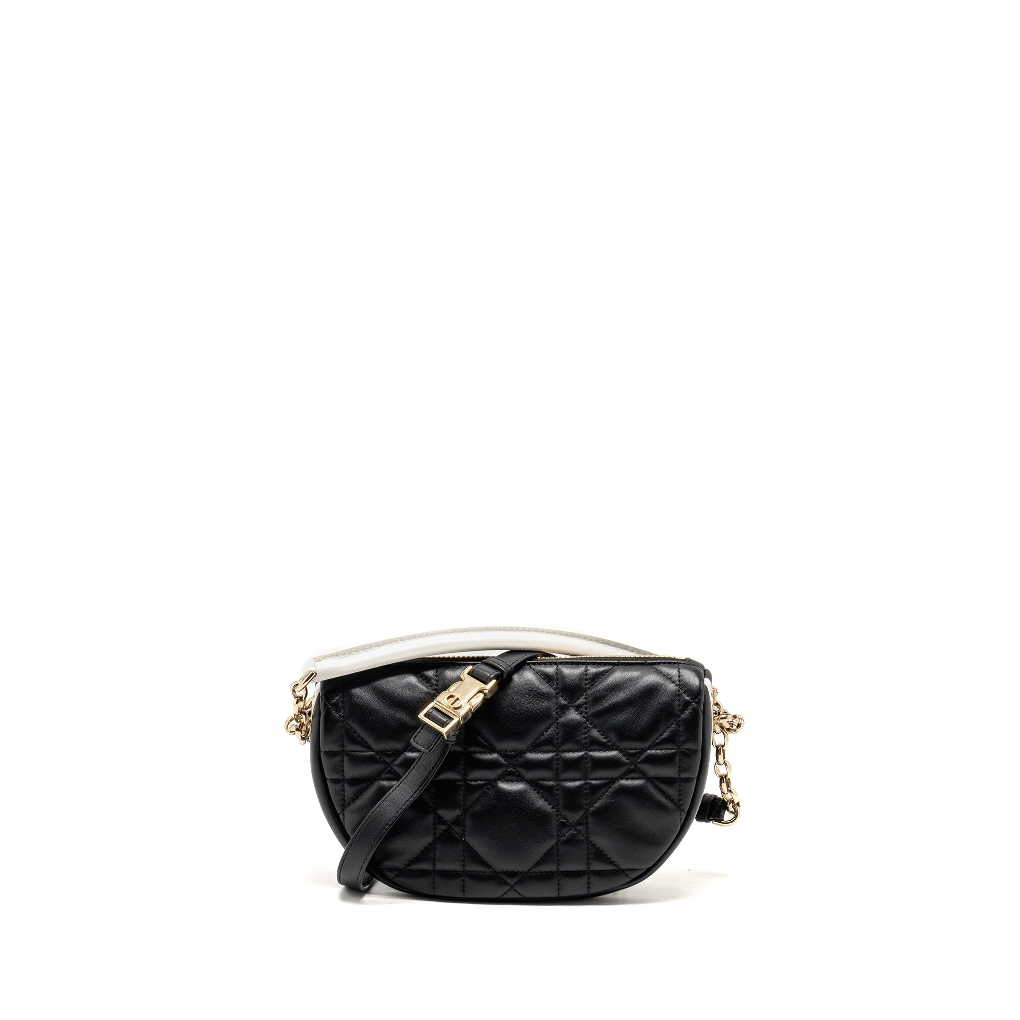 DIOR SMALL VIBE HOBO BAG CANNAGE LAMBSKIN BLACK/WHITE LGHW
