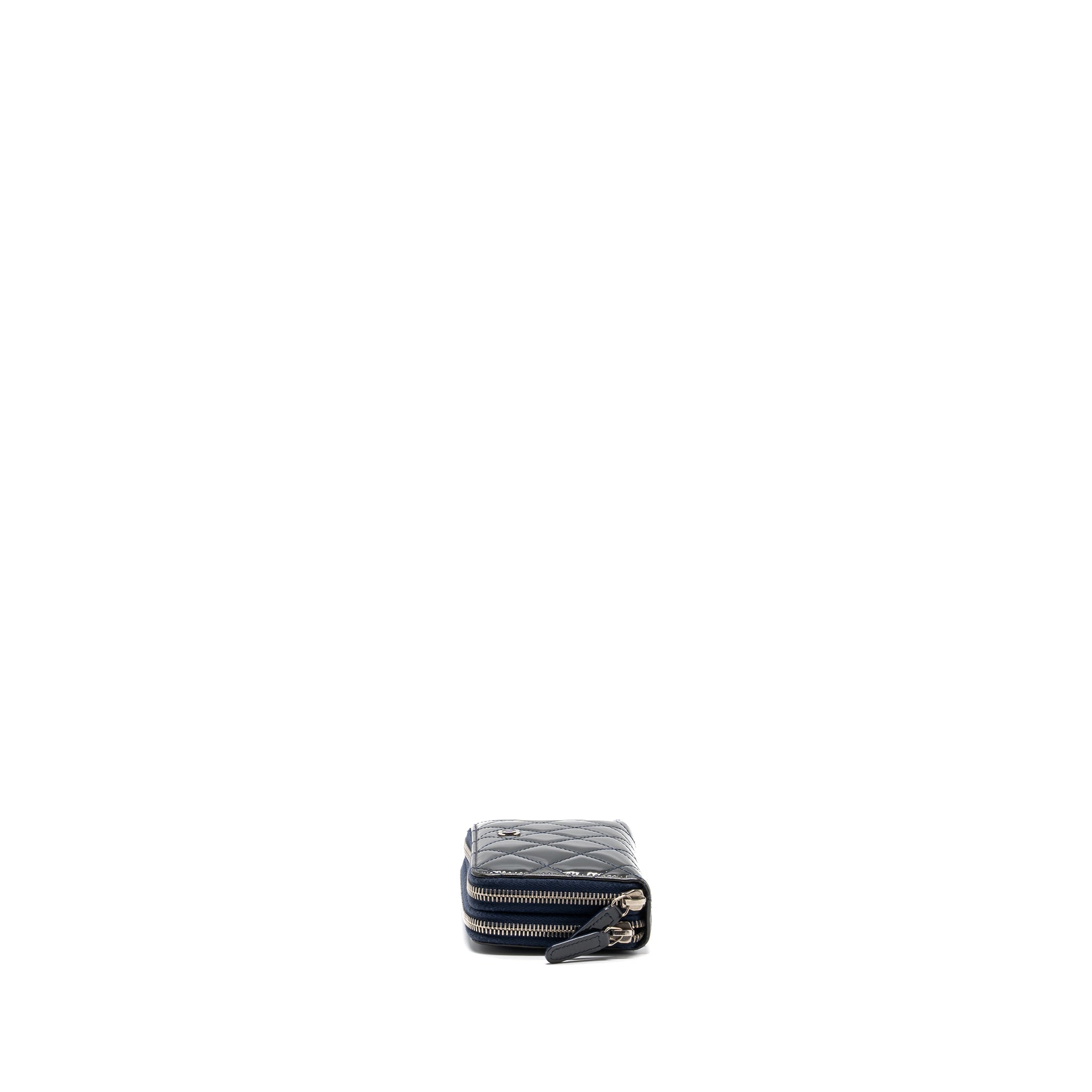 CHANEL DOUBLE ZIP WALLET PATENT NAVY SHW