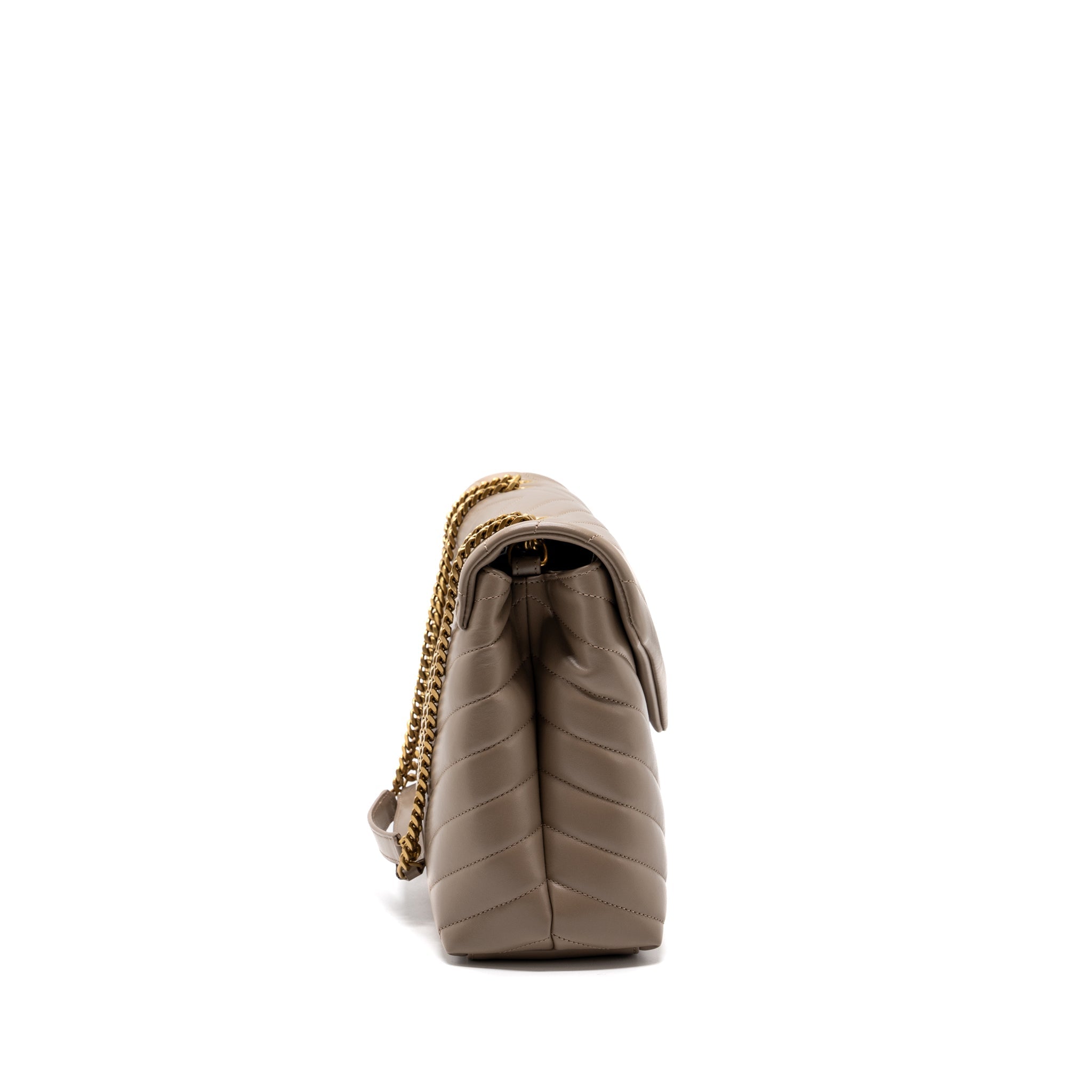 SAINT LAURENT MEDIUM LOULOU SHOULDER BAG BEIGE GHW