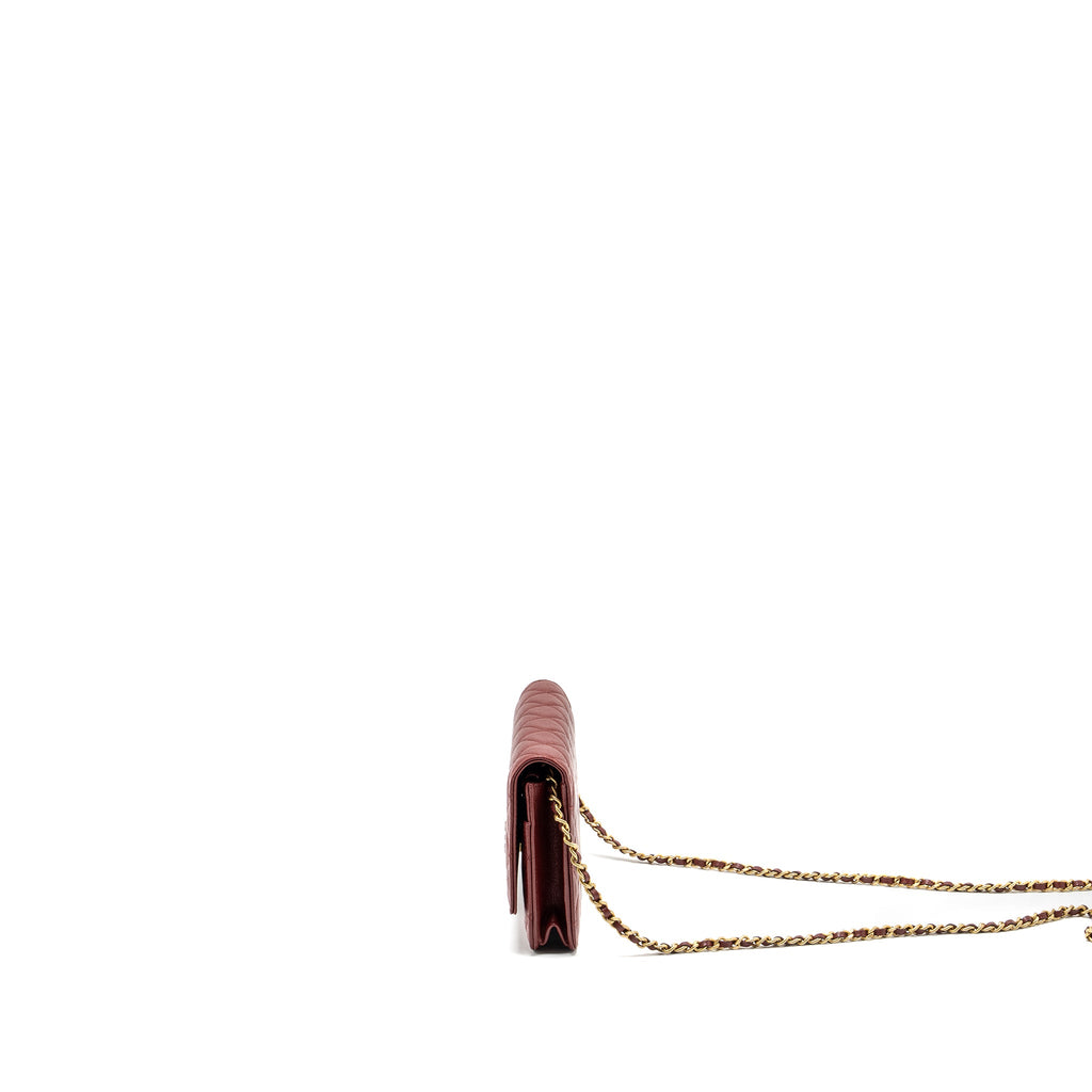 CHANEL WALLET ON CHAIN LAMBSKIN BURGUNDY GHW