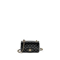 CHANEL MINI RECTANGULAR FLAP BAG PATENT BLACK LGHW