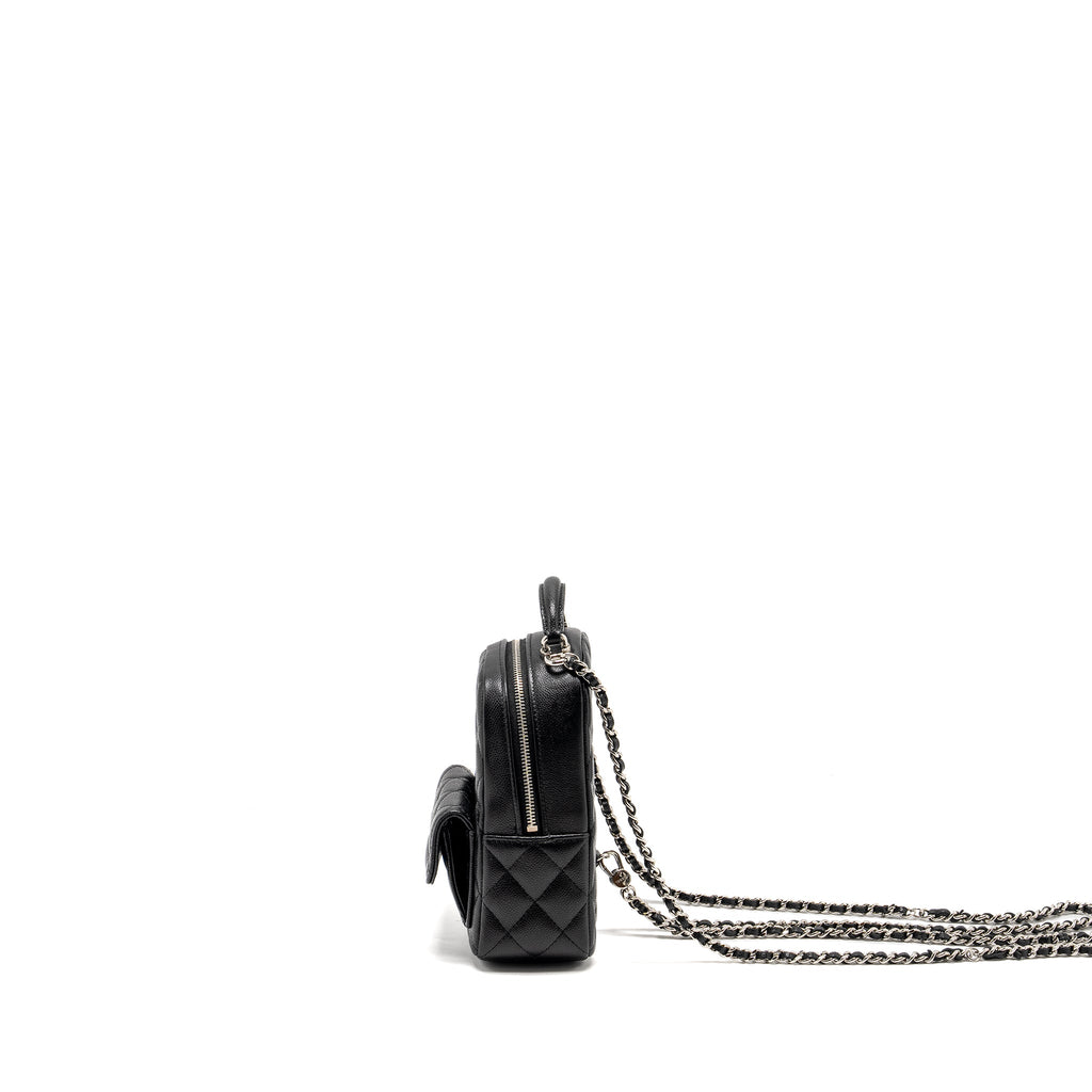 CHANEL 24P MINI BACKPACK/CROSSBODY BAG CAVIAR BLACK SHW (MICROCHIP)