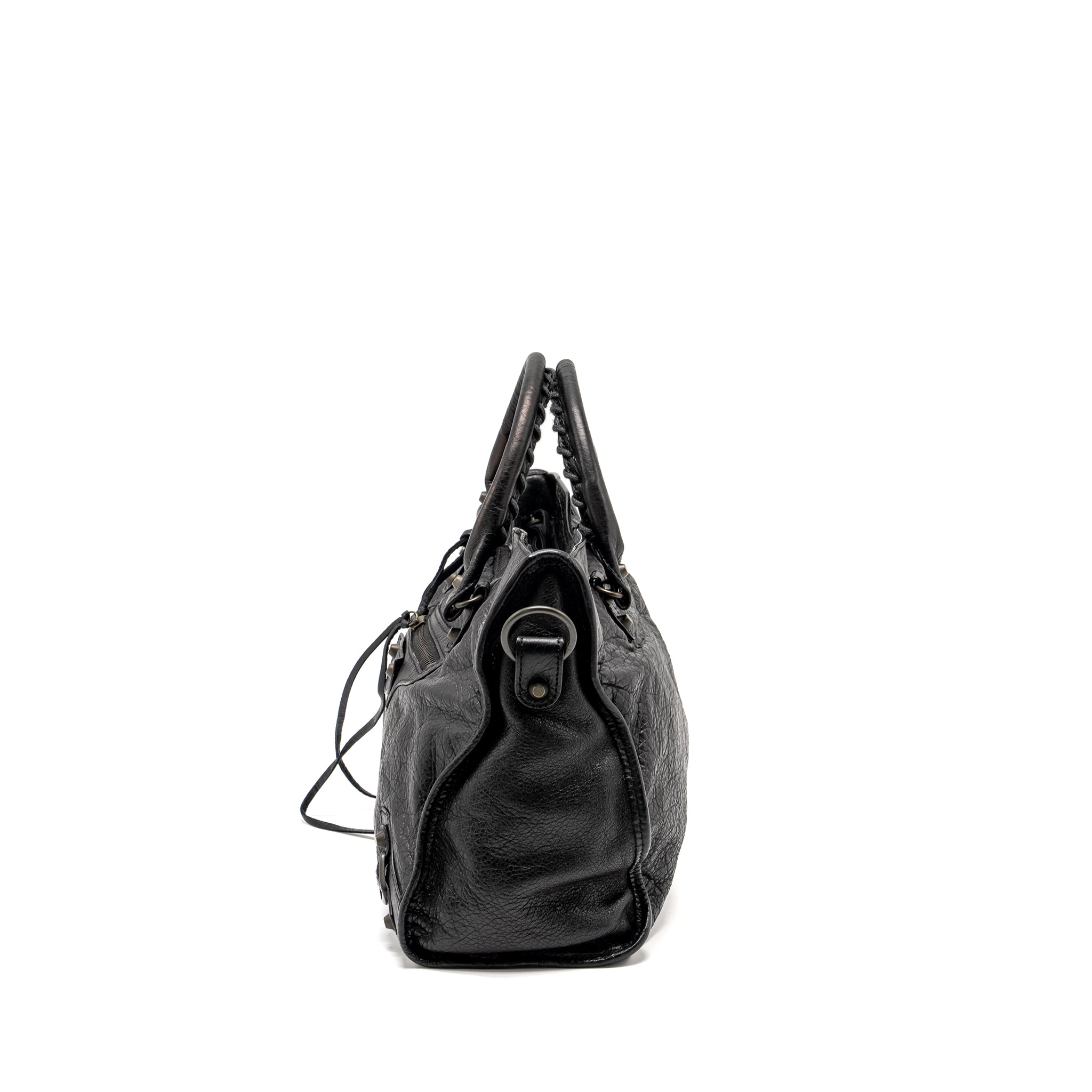 BALENCIAGA GIANT CITY BAG LEATHER BLACK RUTHENIUM HARDWARE