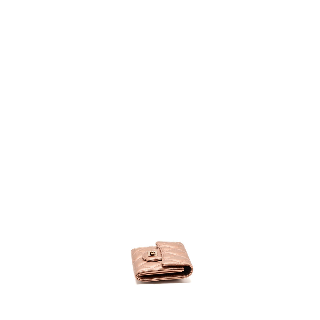 CHANEL 2.55 REISSUE FLAP WALLET GRAINED CALFSKIN METALLIC DARK PINK WITH PINK HARDWARE
