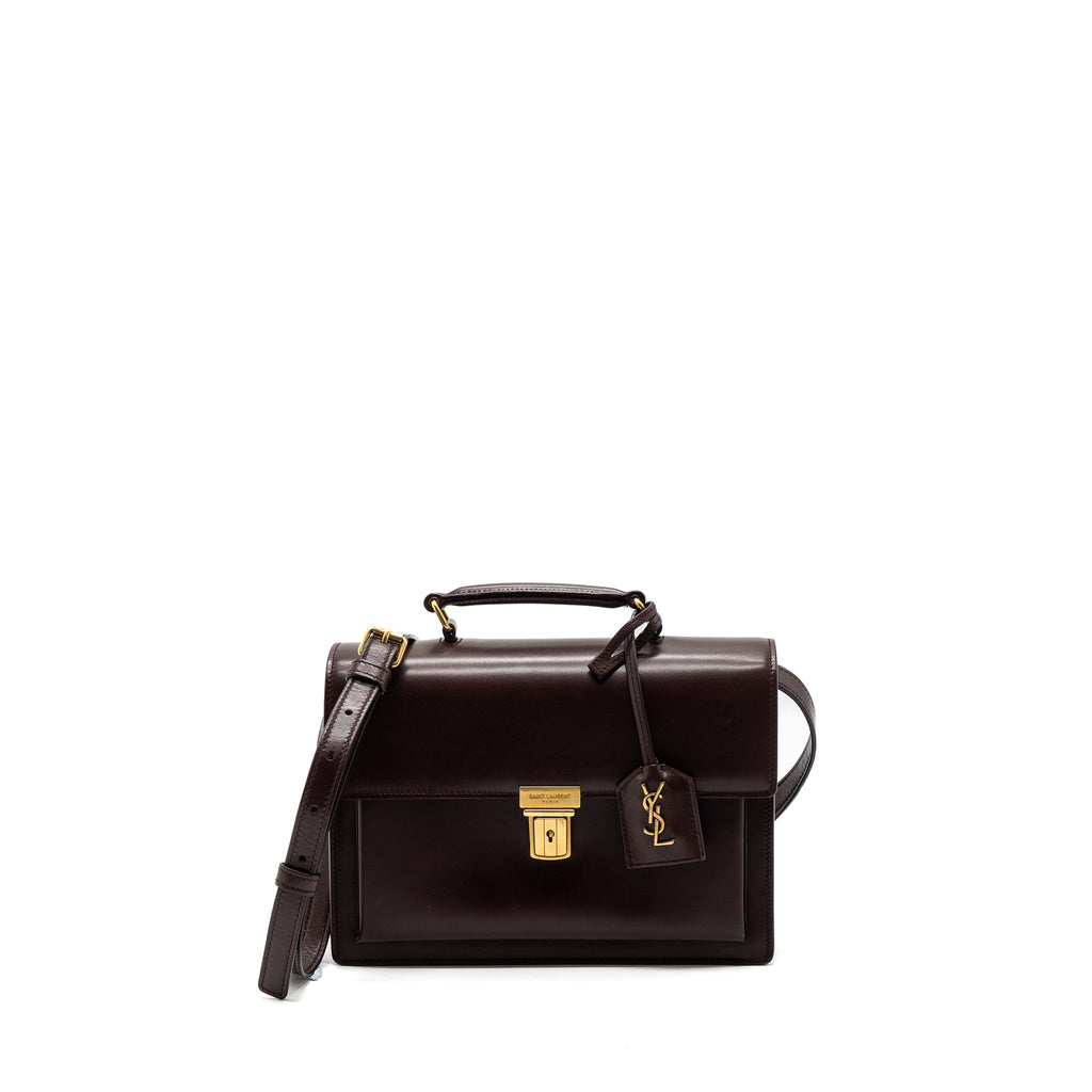 SAINT LAURENT/YSL BELLACHASSE CALFSKIN DARK RED BRUSHED GHW