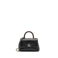 CHANEL SMALL COCO HANDLE WITH LIZARD EMBOSSED HANDLE CAVIAR BLACK LGHW