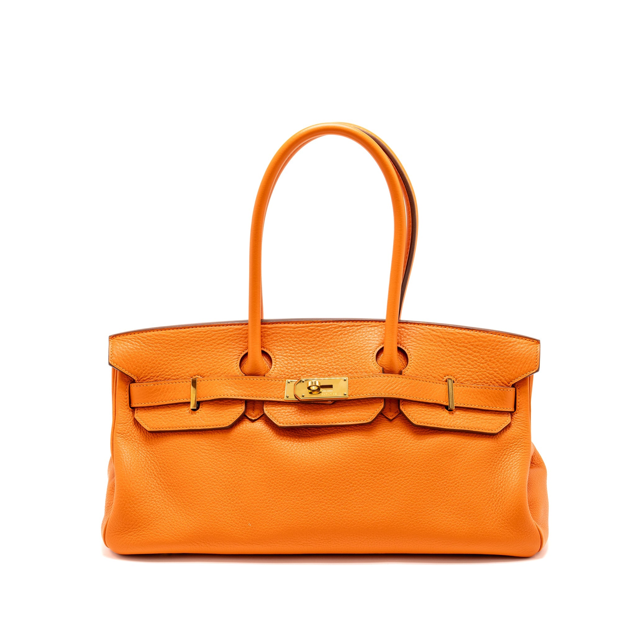 HERMES SHOULDER BIRKIN 42 CLEMENCE ORANGE SHW