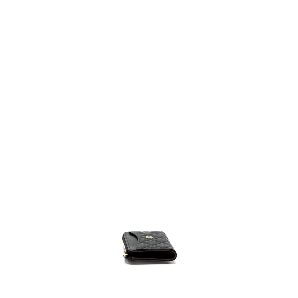 CHANEL L ZIPPER CARD HOLDER CAVIAR BLACK GHW (MICROCHIP )