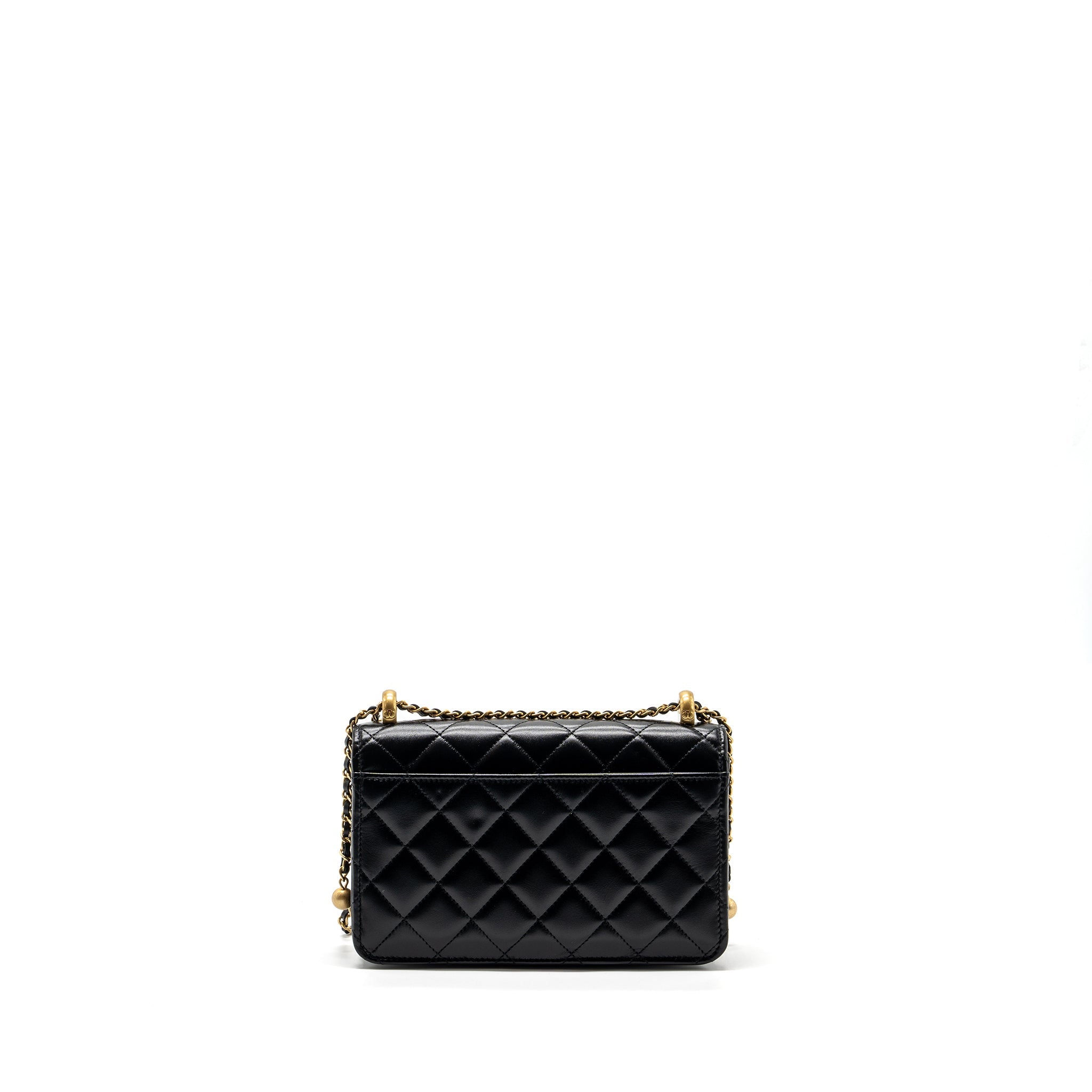 CHANEL 24C GOLD CRUSH WALLET ON CHAIN CALFSKIN BLACK GHW (MICROCHIP)
