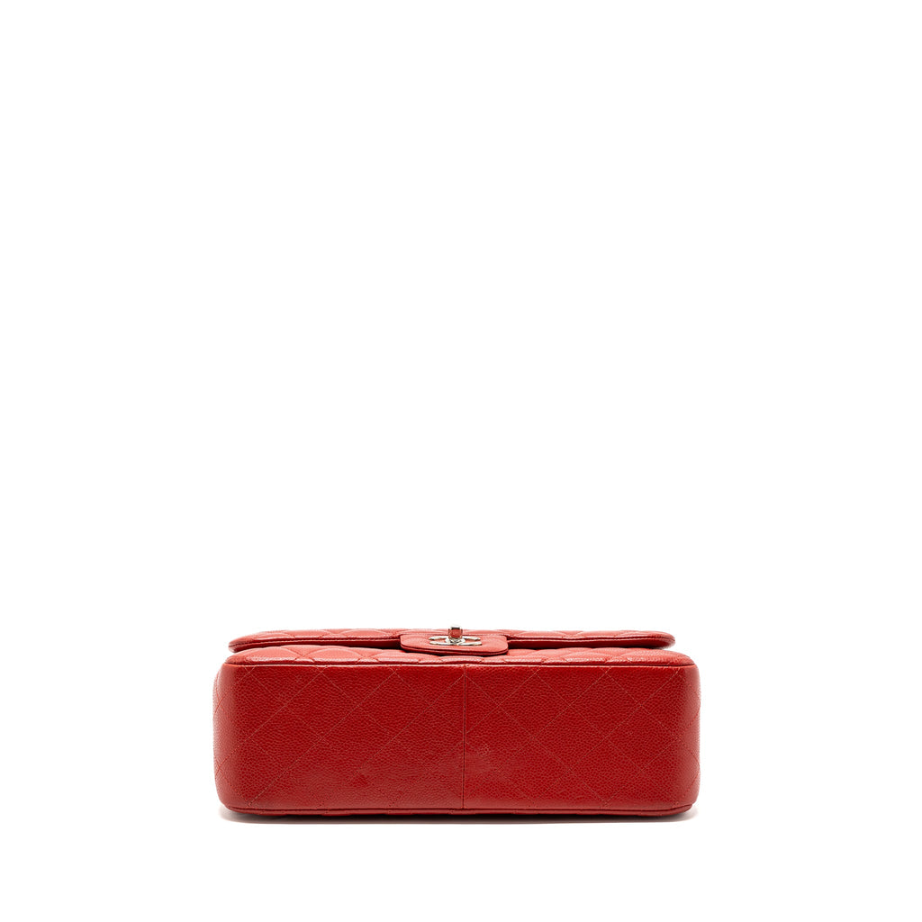 CHANEL CLASSIC JUMBO DOUBLE FLAP BAG CAVIAR RED SHW