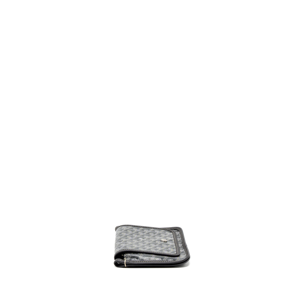 GOYARD PLUMET POCKET WALLET GOYARDINE CANVAS/CHEVROCHES CALFSKIN GREY SHW