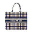 DIOR LARGE BOOK TOTE LINEN BLUE CANVAS