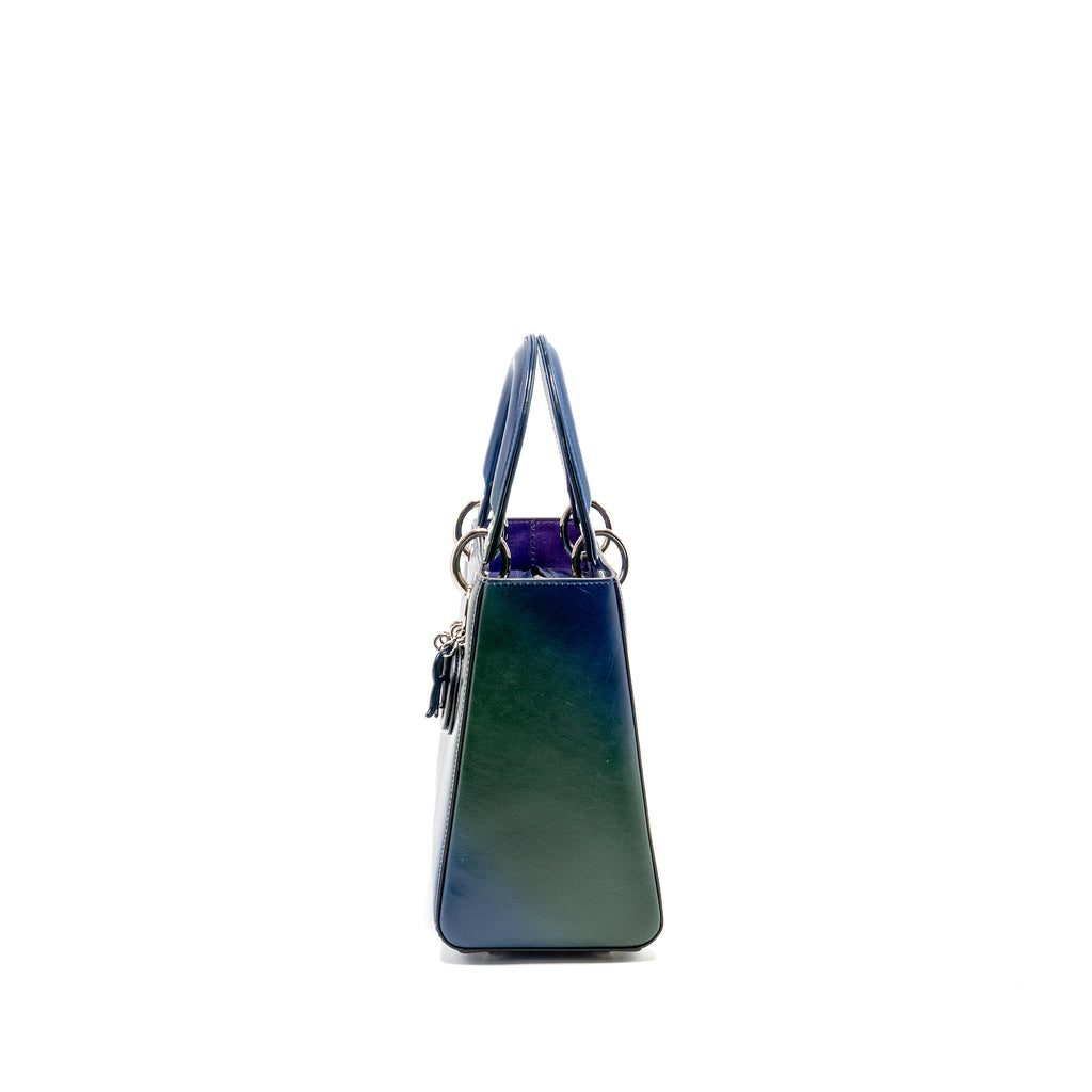 DIOR MEDIUM LADY DIOR BOX CALFSKIN GRADIENT BLUE/PURPLE/GREEN SHW