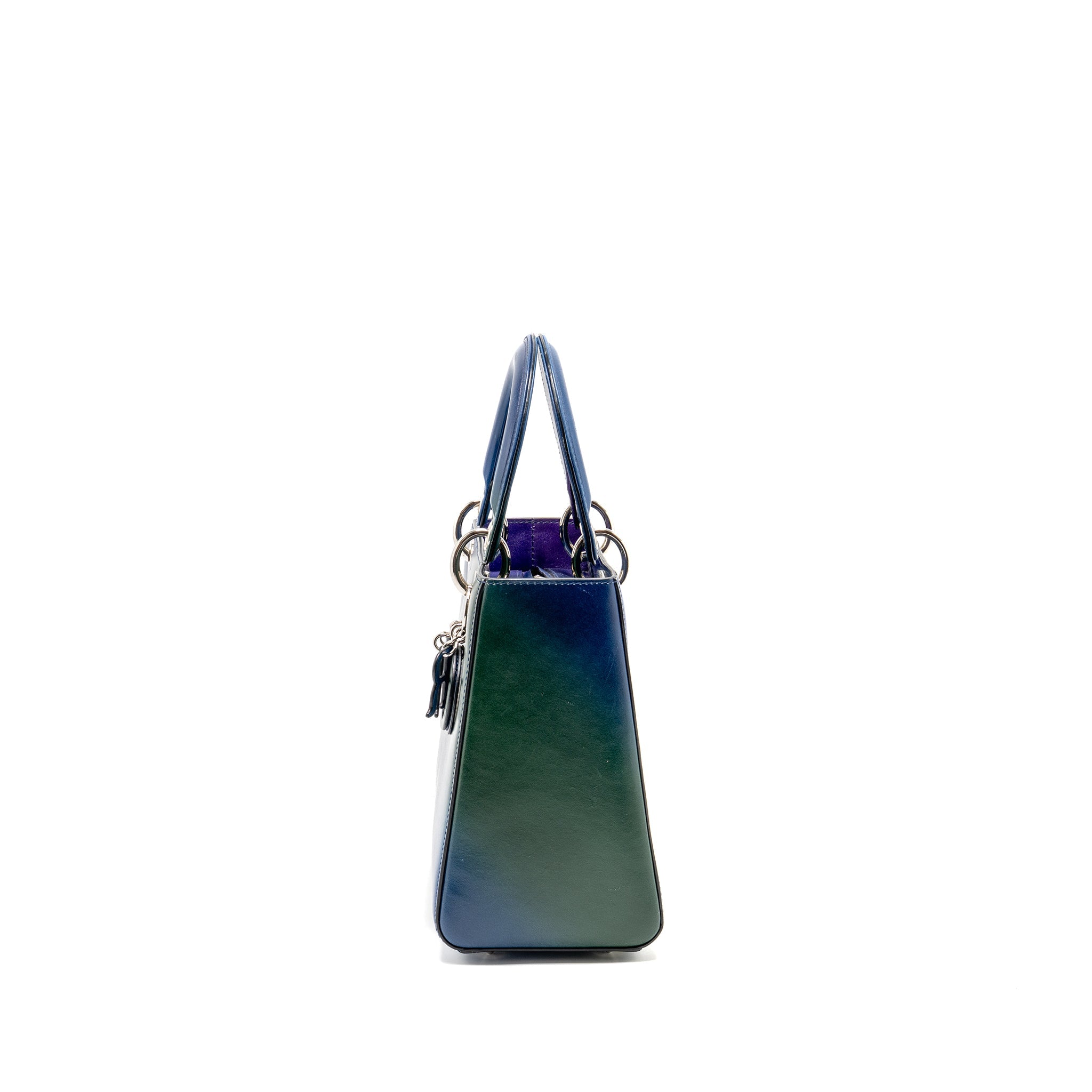 DIOR MEDIUM LADY DIOR BOX CALFSKIN GRADIENT BLUE/PURPLE/GREEN SHW