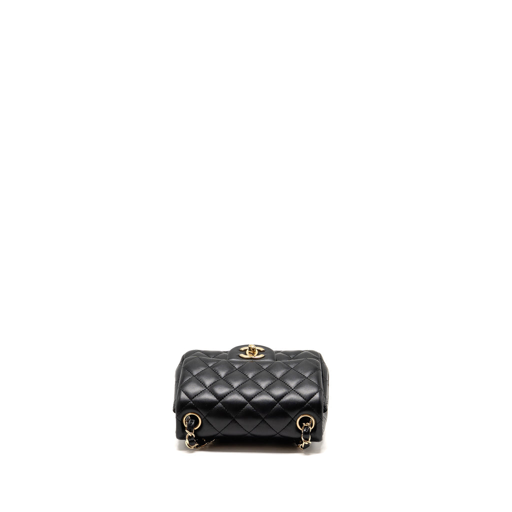 CHANEL MINI SQUARE FLAP BAG LAMBSKIN BLACK LGHW
