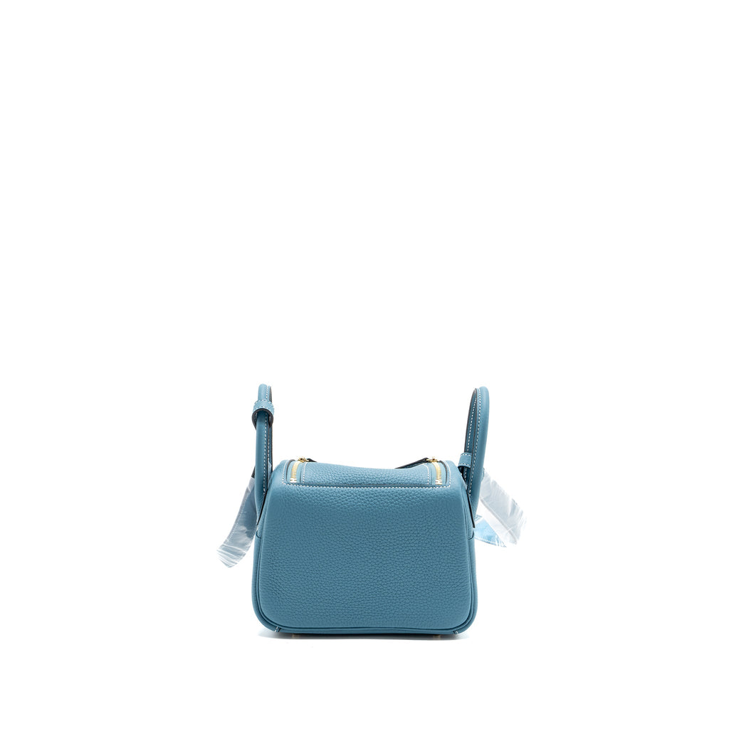 HERMES MINI LINDY CLEMENCE BLUE JEANS GHW