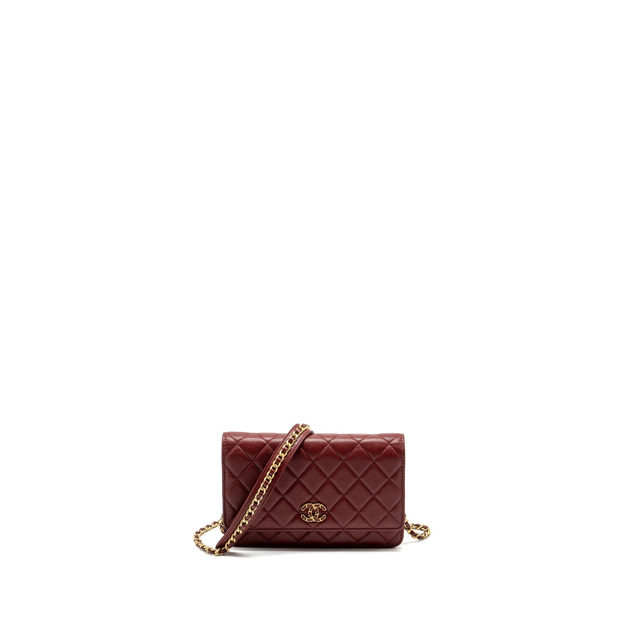 CHANEL WALLET ON CHAIN LAMBSKIN BURGUNDY GHW